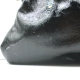 Hayden-Harnett Chain Strap Foldover Large Shoulder Bag Black Patent Leather