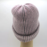 The Elder Statesman Watchman Striped Cashmere Beanie Light Pink/Gray