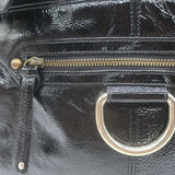 Hayden-Harnett Chain Strap Foldover Large Shoulder Bag Black Patent Leather