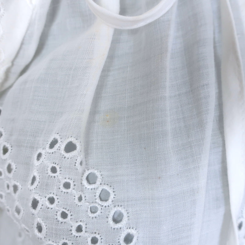 FRAME Eyelet Puff Sleeve Top White Ramie Size Extra Small Button-Down Blouse