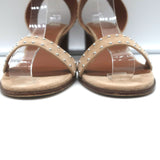 Givenchy Studded Ankle Strap Sandals Beige Suede Size 38.5 Open Toe Heels