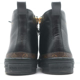 Louis Vuitton Stellar High Top Sneakers Black Leather & Brown Monogram Size 37.5