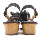 Lanvin Flower Sandals Black Satin Size 40 Low Heel Slingback Thong