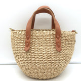 Clare V. Petite Lea Straw Tote Beige Small Crossbody Bag
