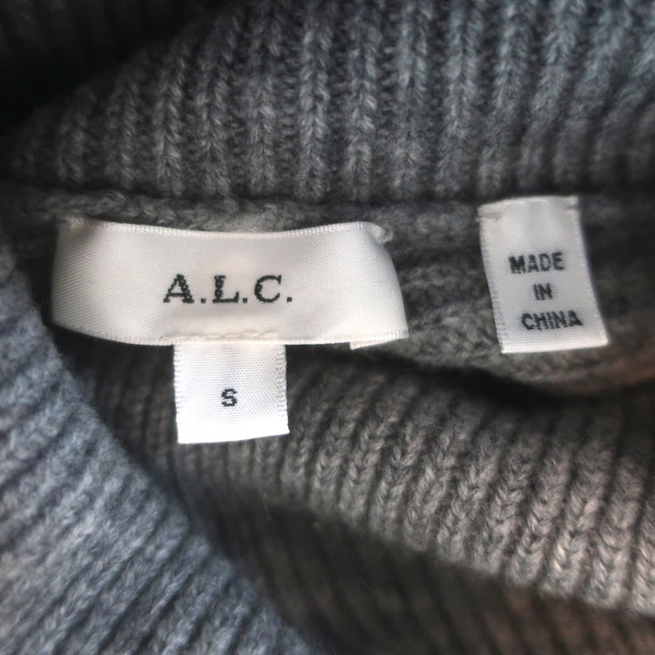 A.L.C. Rory Cutout-Back Turtleneck Sweater Gray Ribbed Wool-Cashmere Size Small