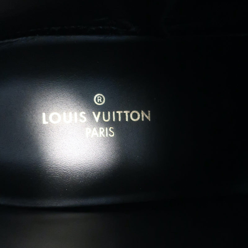 Louis Vuitton Stellar High Top Sneakers Black Leather &amp; Brown Monogram Size 37.5
