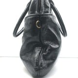 Hayden-Harnett Chain Strap Foldover Large Shoulder Bag Black Patent Leather