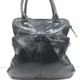 Hayden-Harnett Chain Strap Foldover Large Shoulder Bag Black Patent Leather