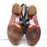 Lanvin Flower Sandals Black Satin Size 40 Low Heel Slingback Thong