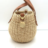 Clare V. Petite Lea Straw Tote Beige Small Crossbody Bag