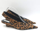 Toteme Leopard Pony Hair Slingback Wedge Pumps Brown Size 39
