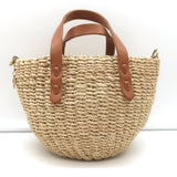 Clare V. Petite Lea Straw Tote Beige Small Crossbody Bag