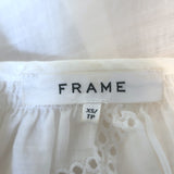 FRAME Eyelet Puff Sleeve Top White Ramie Size Extra Small Button-Down Blouse