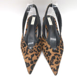 Toteme Leopard Pony Hair Slingback Wedge Pumps Brown Size 39
