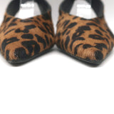 Toteme Leopard Pony Hair Slingback Wedge Pumps Brown Size 39