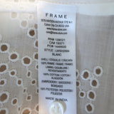FRAME Eyelet Puff Sleeve Top White Ramie Size Extra Small Button-Down Blouse