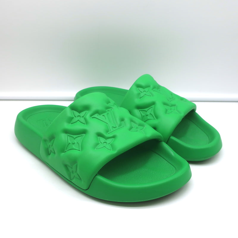 Mens Sandals Green Rubber Slides Leather Designer Rubber Slides