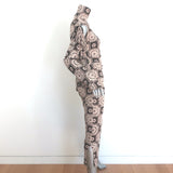 Nanushka Aleid Turtleneck Cutout Midi Dress Beige/Brown Daisy Print Size Large