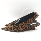 Toteme Leopard Pony Hair Slingback Wedge Pumps Brown Size 39