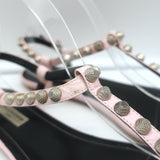 Balenciaga Giant T-Strap Sandals Light Pink Leather Size 40.5