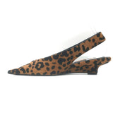 Toteme Leopard Pony Hair Slingback Wedge Pumps Brown Size 39