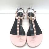 Balenciaga Giant T-Strap Sandals Light Pink Leather Size 40.5