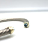 David Yurman Aquamarine Cable Bracelet Sterling Silver & 14k Gold 4mm