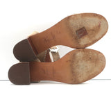 Givenchy Studded Ankle Strap Sandals Beige Suede Size 38.5 Open Toe Heels