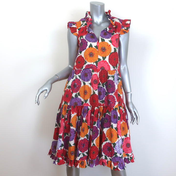 La DoubleJ Short and Sassy Dress Zinnie Floral Print Cotton Size Extra Small