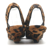 Toteme Leopard Pony Hair Slingback Wedge Pumps Brown Size 39