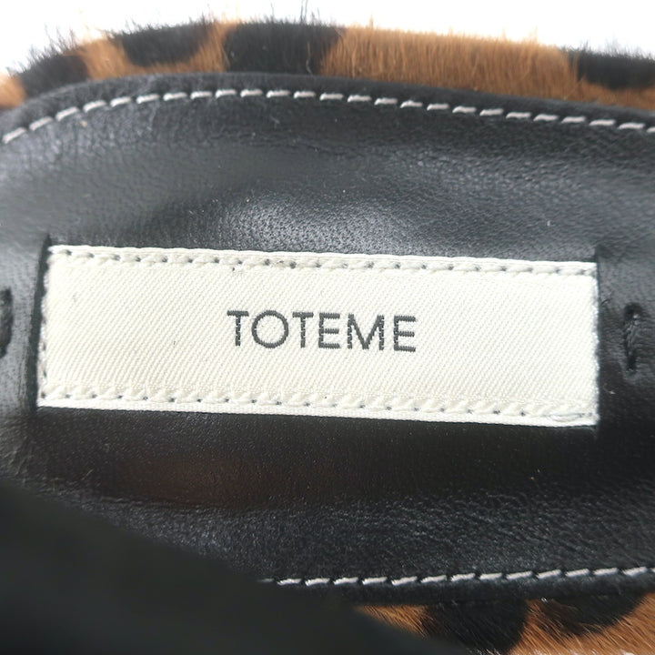 Toteme Leopard Pony Hair Slingback Wedge Pumps Brown Size 39