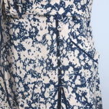 Jonathan Simkhai Belted Puff Sleeve Mini Dress Beige/Navy Floral Print Size 6