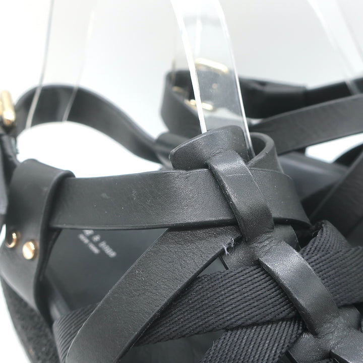 Rag &amp; Bone Park Flatform Sandals Black Grosgrain &amp; Leather Size 38