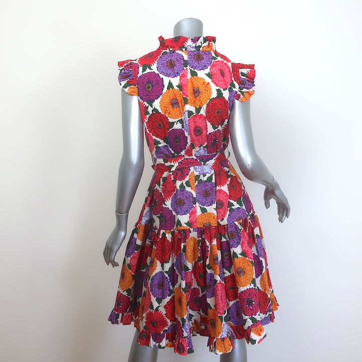 La DoubleJ Short and Sassy Dress Zinnie Floral Print Cotton Size Extra Small