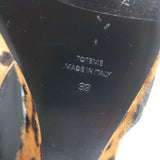Toteme Leopard Pony Hair Slingback Wedge Pumps Brown Size 39