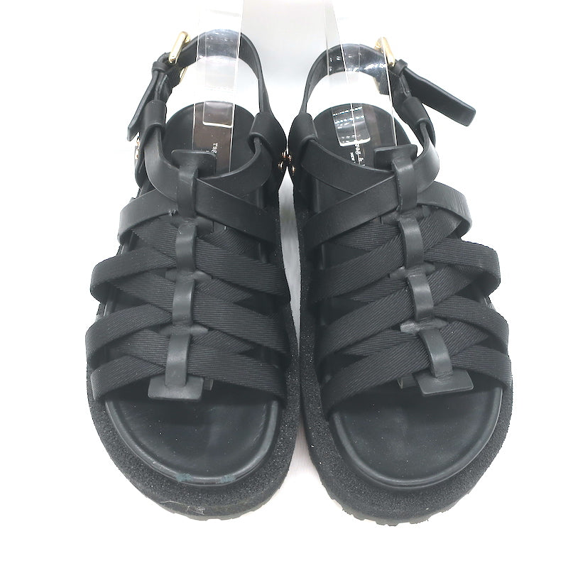 Rag &amp; Bone Park Flatform Sandals Black Grosgrain &amp; Leather Size 38