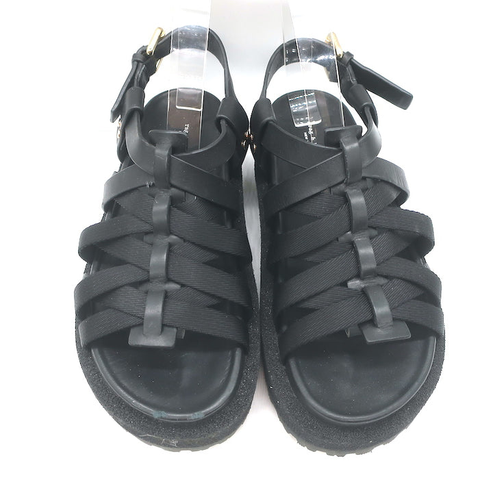 Rag &amp; Bone Park Flatform Sandals Black Grosgrain &amp; Leather Size 38