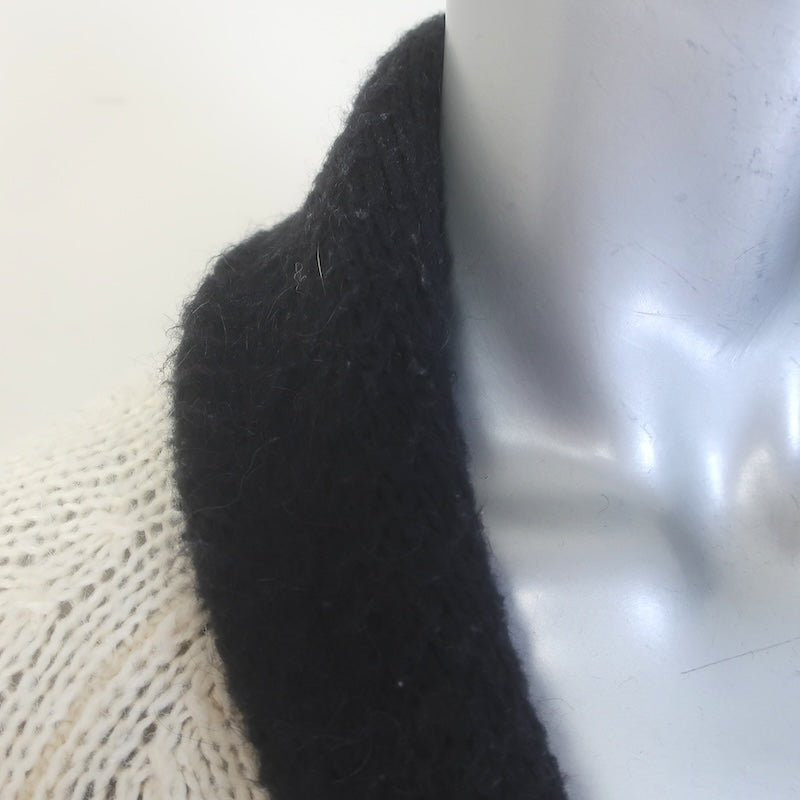 THE GREAT Starflower Intarsia Striped Cardigan Black/Cream Alpaca-Blend Size 2