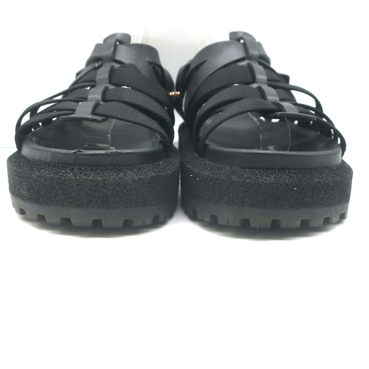 Rag &amp; Bone Park Flatform Sandals Black Grosgrain &amp; Leather Size 38