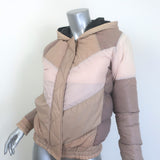 ANINE BING Colorblock Puffer Jacket Beige/Pink Size Small