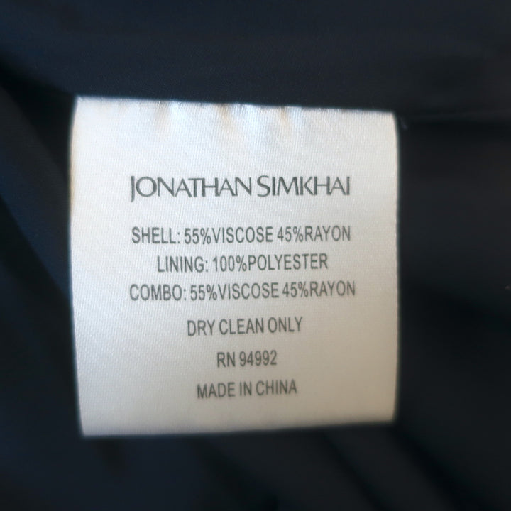 Jonathan Simkhai Belted Puff Sleeve Mini Dress Beige/Navy Floral Print Size 6