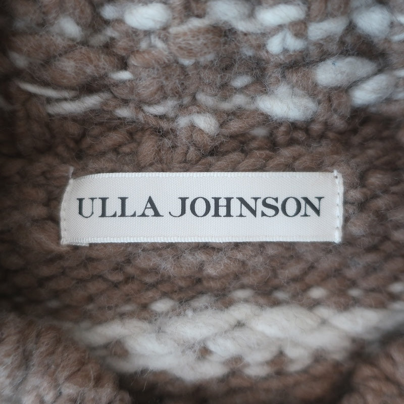 Ulla Johnson Skye Puff Sleeve Striped Cardigan Brown/Cream Wool Size Petite