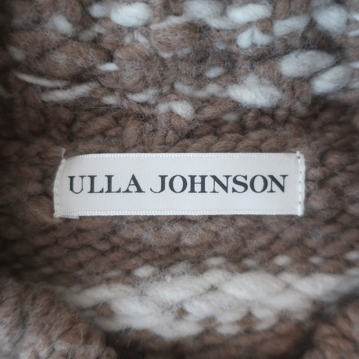 Ulla Johnson Skye Puff Sleeve Striped Cardigan Brown/Cream Wool Size Petite