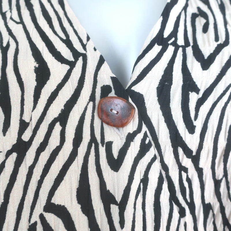 Nanushka Capri Zebra Print Midi Shirtdress Beige/Black Size Large