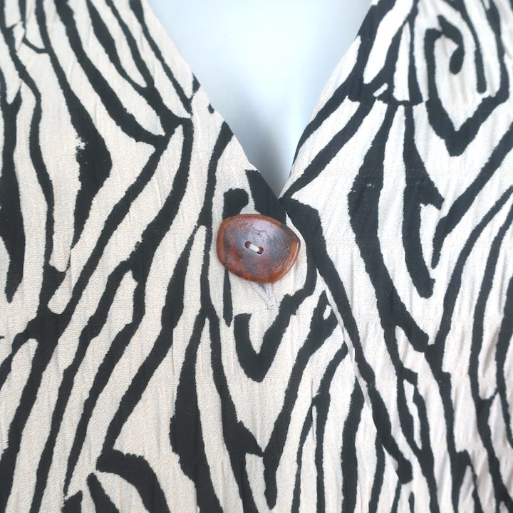 Nanushka Capri Zebra Print Midi Shirtdress Beige/Black Size Large