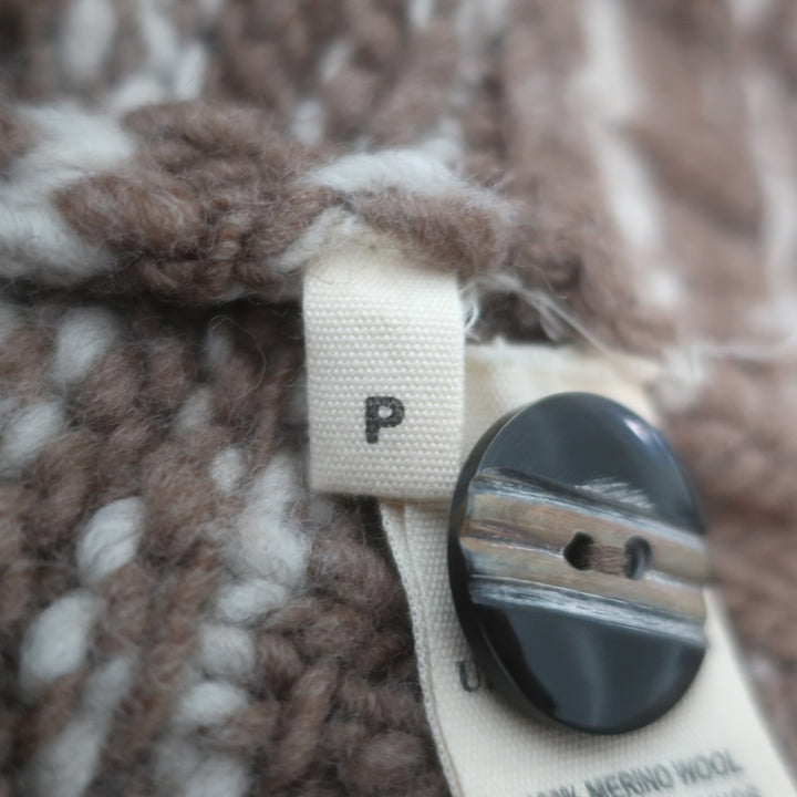 Ulla Johnson Skye Puff Sleeve Striped Cardigan Brown/Cream Wool Size Petite