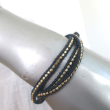 Chan Luu Leather Wrap Bracelet Navy/Gold