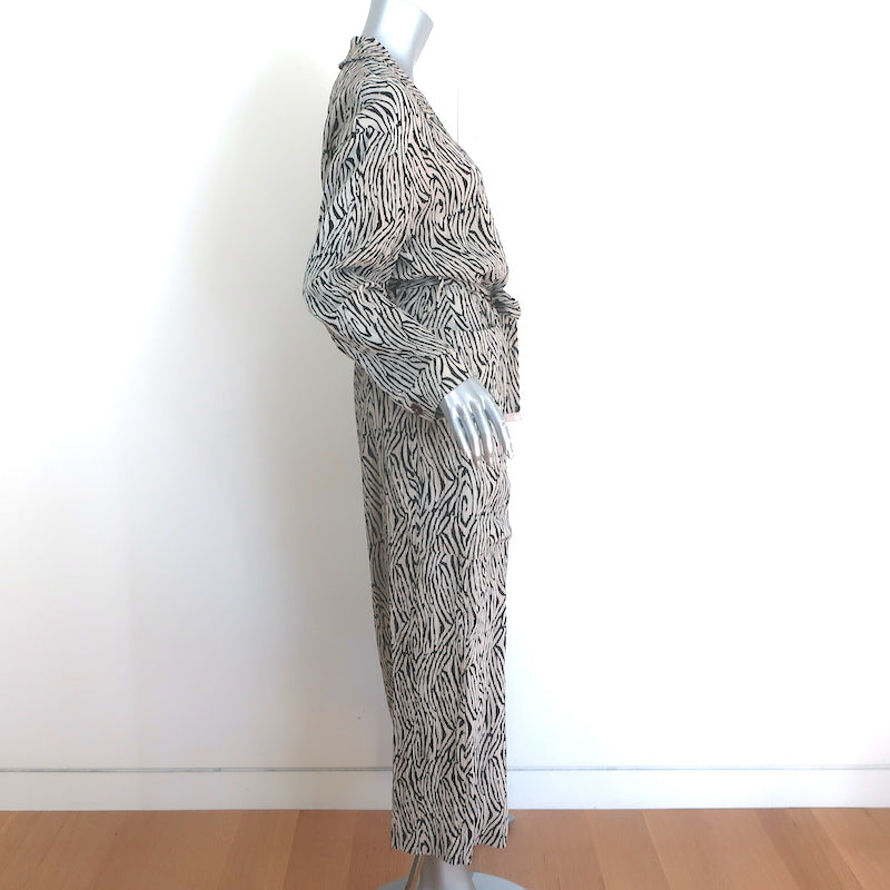 Nanushka Capri Zebra Print Midi Shirtdress Beige/Black Size Large