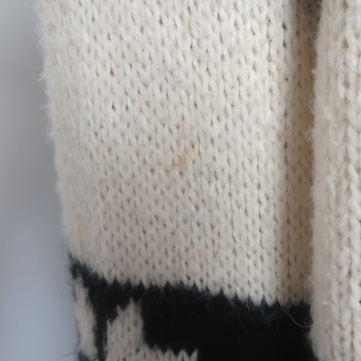 THE GREAT Starflower Intarsia Striped Cardigan Black/Cream Alpaca-Blend Size 2