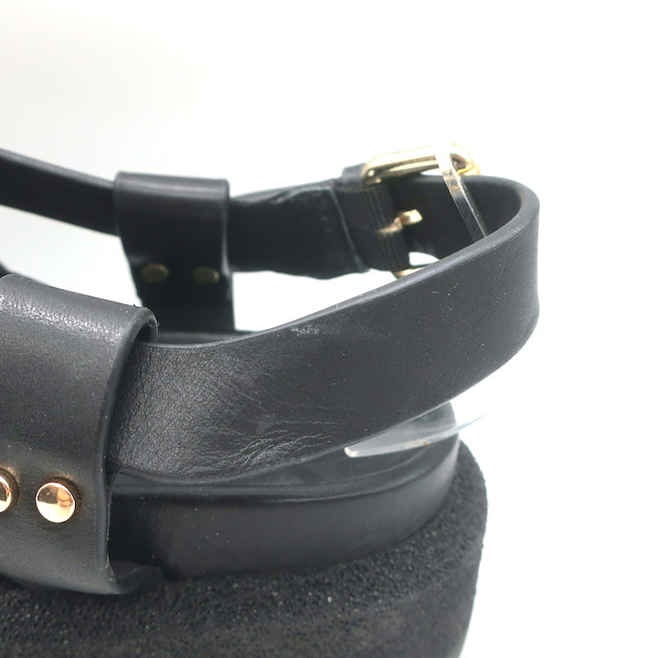 Rag &amp; Bone Park Flatform Sandals Black Grosgrain &amp; Leather Size 38